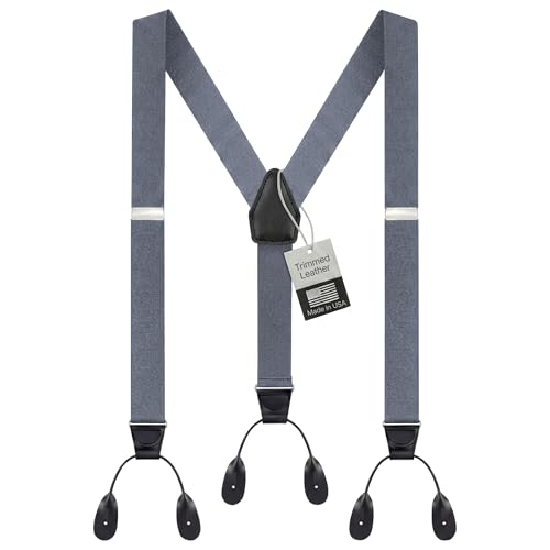 Image of HOLD'EM Tuxedo Button Suspenders for Men - Mens Dress Suspenders Formal | 100% Genuine Leather | Made in USA | Regular & Tall