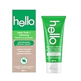 Hello Vegan Fluoride-Free Toothpaste, Moisturizing Hemp Seed Oil + Coconut Oil, Super Fresh Family Farmed Spearmint, Naturally Whitening Toothpaste, Helps Remove Plaque , 82ml