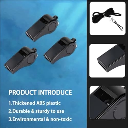 12 Silbatos Plásticos con Cordón para Entrenamiento Negro miniatura 3