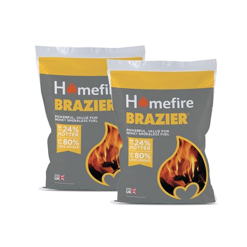 Homefire Brazier Smokeless Coal for Open Fires and Multi-fuel Stoves, 10 kg (Pack of 2)
