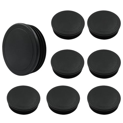 Image of 8 Pcs 2-1 /2 inch Round Plastic Plugs Insert Chair End Caps Black End Caps for Tubing, Chair Legs