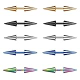 Aroncent 12PCS Stainless Steel Fake Taper Earrings for Men Women Fake Illusion Tunnel Cheater Spike Earrings Fake Plug Earrings Piercing Jewelry