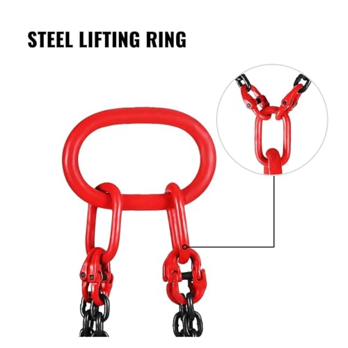 Catena di sollevamento resistente, capacità 5 tonnellate, lunghezza 1,5 m, 4 gambe con gancio di grado, acciaio legato G80 per paranco motore