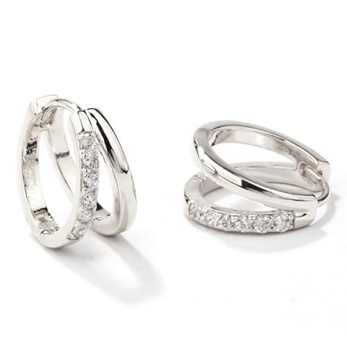 COOCY ファッションピアス レディース ジルコニアピアスシンプルデザイン人気 金属アレルギー対応 リングジルコニア ピアス銀色 つけっぱなし ゆれるearrings