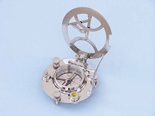 Brújula Náutica Redonda con Reloj Solar Hampton Chrome 6" miniatura 4