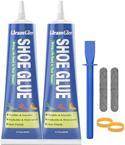 Colla per Scarpe, Adesivo Flessibile Professionale per Riparazioni – Extra Forte, Trasparente, Impermeabile – Ripara Suole, Tacchi, Fori e Strappi – Adatta per Pelle, Gomma, Vinile, Tela – 20ml x 2 Pe