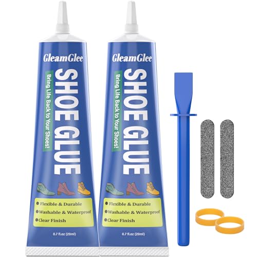 Shoe Glue, Professional Grade Flexible Shoe Repair Adhesive - Extra Strong, Clear, Waterproof - Repairs Soles, Heels, Patches Small Holes, Works on Leather, Rubber, Vinyl, Canvas - 20ml x 2
