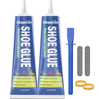 Colla per Scarpe, Adesivo Flessibile Professionale per Riparazioni – Extra Forte, Trasparente, Impermeabile – Ripara Suole, Tacchi, Fori e Strappi – Adatta per Pelle, Gomma, Vinile, Tela – 20ml x 2 Pe