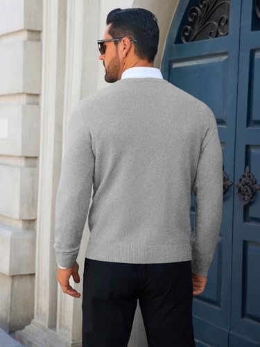 Image of Runcati Mens Crewneck Sweaters Casual Knit Lightweight Dress Sweater Long Sleeve Slim Fit Fall Winter Pullover