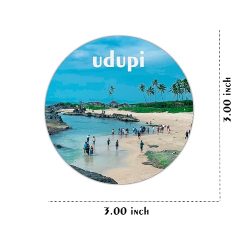 Image of BIRD'S MIND Udupi Fridge Magnet for Home Kitchen Door Refrigerator Door OfficeDoor Decor Wooden Travel Souvenir Gift L X H 3 X 3 Inch