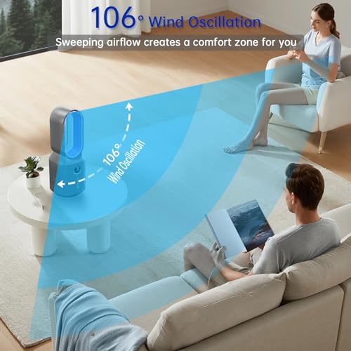 Konsiden Desk Fan, Portable Bladeless Fan 13 Inch Small Quiet Cooling Office Fan,106° Oscillation thumb #3