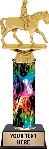 Crown Awards Personalized Rainbow Inferno Equestrian Trophy, 10.5" Equestrian Trophy Award, Customize Now Prime