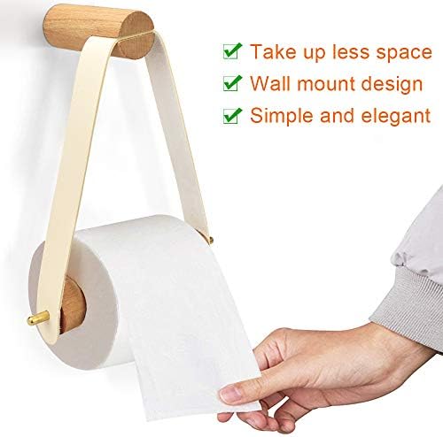 KLYNGTSK Wooden Toilet Roll Holder Wall Mounted Toilet Paper Holder Hanging Toilet Tissue Holder Retro Tissue Roll Holder Multifunctional Tissue Hanger as Towel Holder for Bathroom Kitchen(18x20cm)