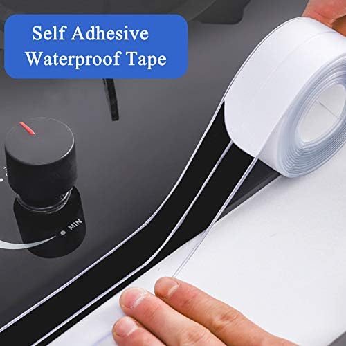 Sealant Tape, Waterproof Caulk Strip Bath Sealant Strip, Transparent & Adhesive Caulk Tape with Blue Silicone Removal Scraper, Sealing Tape for Bathroom Tubs Toilet Kitchen (126 x 1.5 in)