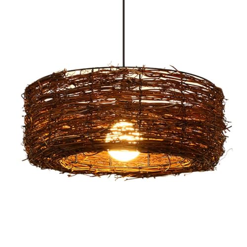 Suspension en rotin marron pour grand salon avec éclairage de plafond réglable