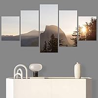 SIGNWIN 5 Panel Canvas Wall Art Setting in The Trees for Home Decorations Ready to Hang - 60