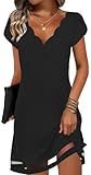 ETCYY NEW Womens Summer Dresses Mesh Hem Petal Short Sleeve Dress Floral Print Daily Sundresses with Pockets