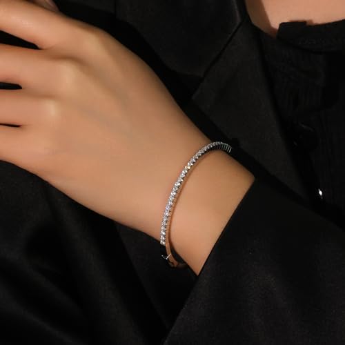 KSTYLE 14K Gold Moissanite Bangle Bracelets for Women, D Color VVS1 Clarity 3EX Cut | S925 Sterling Silver Base | Non Tarnish2