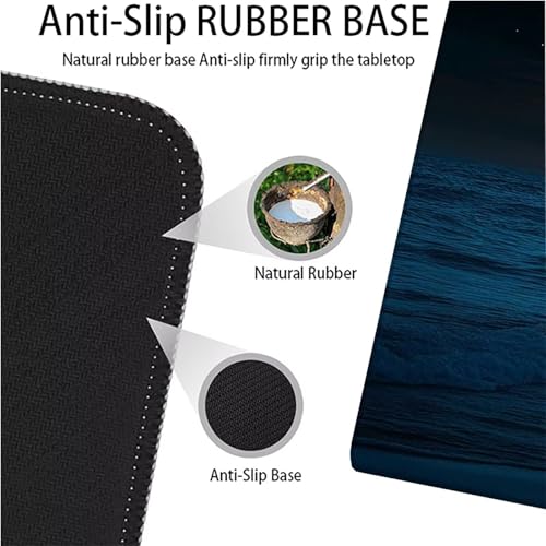 Tapis de souris xxl lune noir imperméable contre rayures de bureau - 6