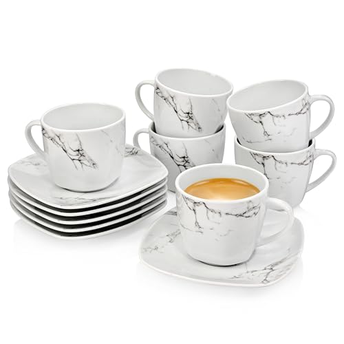 SÄNGER | Tassen Set mit Untertasse Bilgola Marmor 12 tlg,...