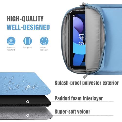 Image of TiMOVO 9-11 inch Tablet Sleeve Bag Carrying Case with Strap, Dusty Blue | Fits iPad A16 11 inch, Pad Air 11 /5th & 4th 10.9 inch, 10th Gen /10.2 inch, Galaxy Tab A11 Plus, Multi-Pocket, Handle, Padded Protection