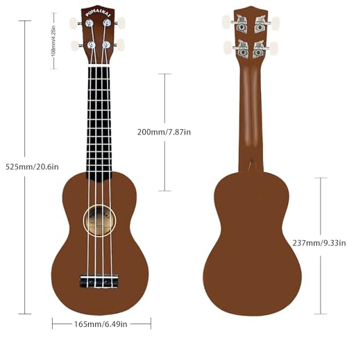 Image of POMAIKAI Soprano Wood Ukulele Rainbow Starter Uke Hawaii kids Guitar 21 Inch with Gig Bag for kids Students and Beginners (Brown)