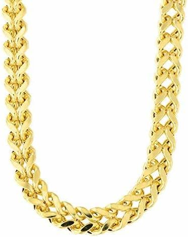 14k REAL Yellow Gold 6.4mm Shiny Diamond-Cut Square Franco Chain Necklace for Pendants and Charms with Lobster-Claw Clasp (9", 24" or 26 inch) Mens Solid Franco Chains Jewelry