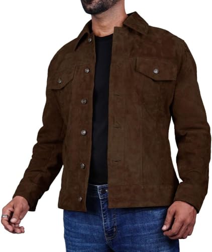 Men's Suede Leather Jacket Real Lambskin Suede Casual Leather Jackets For Men Suede Trucker Coat for Mens3