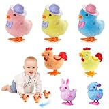 SilverChry Aufziehbare Hasen Set Osterhasen, Fröhliches Küken, Küken Kuscheltier, Osterhase und Küken zum Aufziehen, Osterdekoration für Kinder, Oster Geschenke, Aufziehspielzeug Ostern