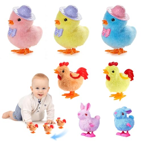 Imagen de SilverChry 7 Pcs Pascua Juguetes de Cuerda de Pollo Pequeños