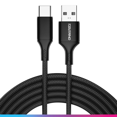 Oniverse Cable USB C, câble de charge tressé Type A vers Type C, Compatible avec PS5 Pro Slim Xbox series X|S Switch 2 PC MAC Android Iphone 15, 3 mètres, charge rapide 2.4 A – Noir