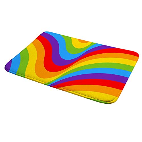 Tapis de bain absorbant multicolore à rayures ondulées pour sol sec - 5