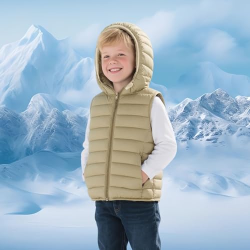 Boys Girls Lightweight Puffer Vest Kids Winter Warm Hooded Sleeveless Puffy Down Jacket Quilted Waistcoat Clothes 3-15 Years3
