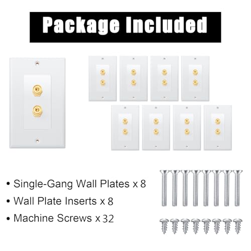 Image of Weewooday 8 Pcs Speaker Wall Plate Gold Plated 2 Connector Banana Plug Wall Plate for in-Wall Speaker Wire, Surround Sound & Audio Systems