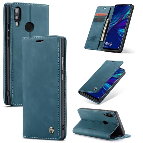 SLWYF Handyhülle für Huawei P smart 2019/nova Lite3 Hülle Premium Lederhülle Klappbar Flip Hülle Tasche Magnet Kartenfach Standfunktion Klapphülle Schutzhülle für Huawei P smart 2019, Blaugrün