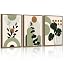 Boho Green Geometric Lines A (Brown Framed)