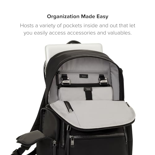 Image of TUMI - Voyageur Celina Backpack - Women's Work and Travel Bag - 16.0 inch X 10.6 inch X 6.5 inch - Holds Up to 16 inch Laptop - Black & Gunmetal Hardware