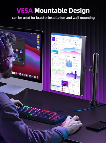 Monitor Portatile 4K 15,6 Pollici, Display Mobile 3840 * 2160 Schermo IPS UHD con Porta USB C OTG HDMI per Laptop Interruttore per Telefono Cellulare PS4/5 Xbo Switch, Compatibile con VESA - Monitor - Immagine 4