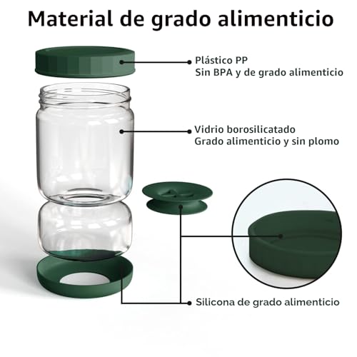Miniatura 3 de Whiterhino Tarro De Vidrio Reversible Para Encurtidos Con Colador, 1l Recipiente De Reloj De Arena De Oliva, Soporte De Almacenaje De Pepinillos Boca Abajo, Tapa Hermética A Prueba De Fugas