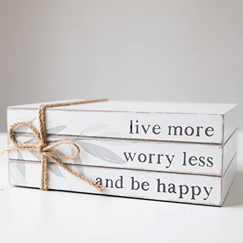 Genmous 4Pcs White Decorative Books Set For Home Decor, Stacked Wood Faux Books For Living Room Decor, Decorative Books For Display, Faux Wood Book Stack For Shelf Decor, Mantel Decor, Farmhouse Décor #TOP7