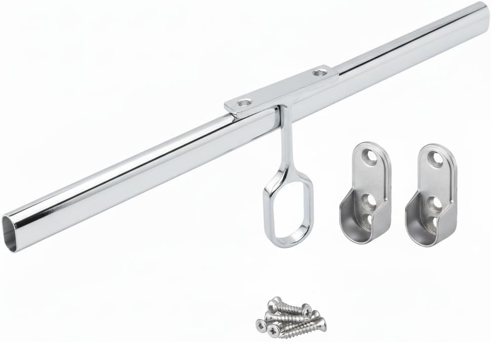 8 Feet Long Oval Wardrobe Closet Tubing Rod Application Clothes Hanging - 96 Inch Length (Matte Nickel)