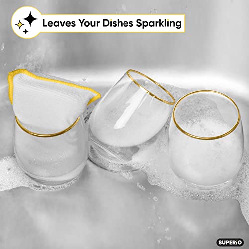 Image of Microfiber Sponges for Dishes, Non-Scratch Sponge Dish Scrubber Heavy Duty Household Cleaning Multi-Purpose Cleaning Supplies Dish Wash Kitchen Cleaners Pack of 6