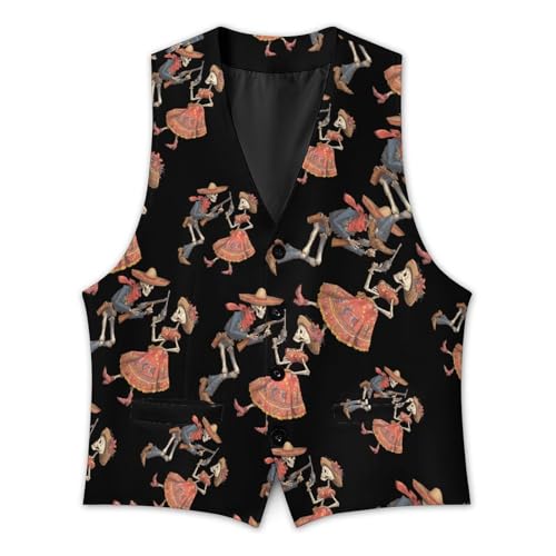 Cool Skull Gun Men's Suit Vest Slim Fit Business Dress Party Pattern Waistcoat Vest Top3