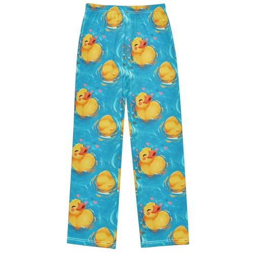 Boy's Pants Cute Duck in Water Jogger Pants Elastic Waist Long Bottoms Trousers with Pockets 6-14 Years