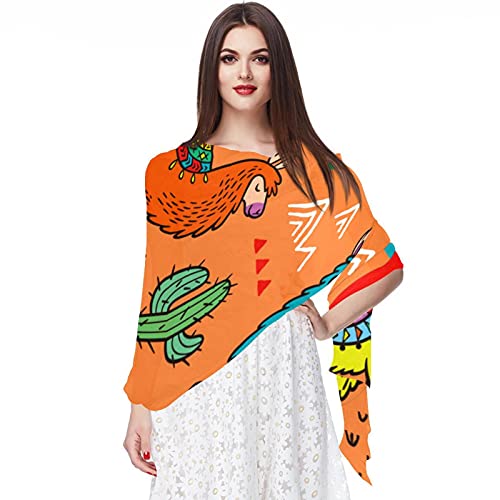 Écharpe vintage en mousseline de soie Cactus, châle long multicolore pour femme