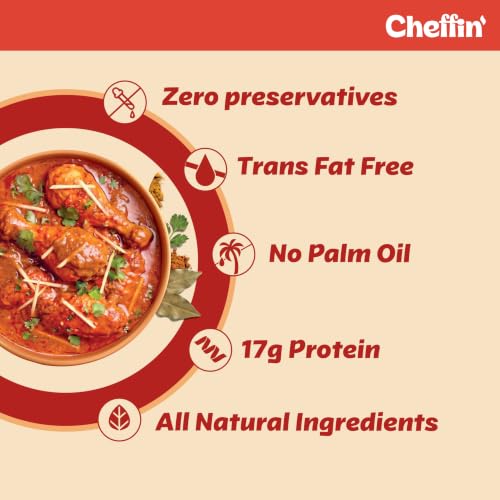 Image of Cheffin' Chicken Tikka Masala 285g | Chef Curated Gourmet Cooking Kit|Cooks 150-200g Chicken | Ready in 10 Min | 100% Natural, No Preservatives | Just Add Fresh Chicken |Serves 2-3