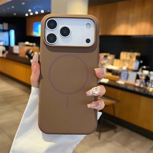 Coque iPhone 13 Pro silicone liquide souple mat marron avec protection antichoc sans fil
