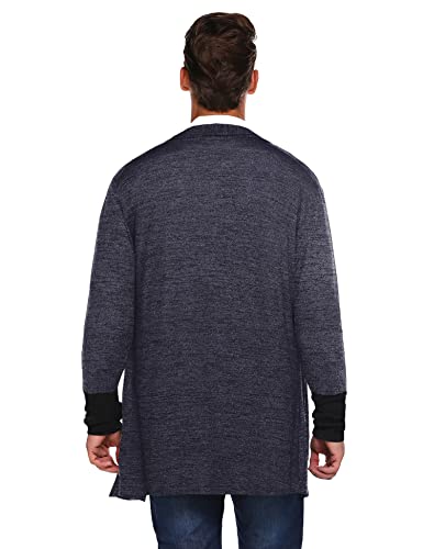 Coofandy Mens Cardigan Sweater Lightweight Long Sleeve Cardigan Open Front Draped Sweater (Navy Blue,Medium) #TOP23