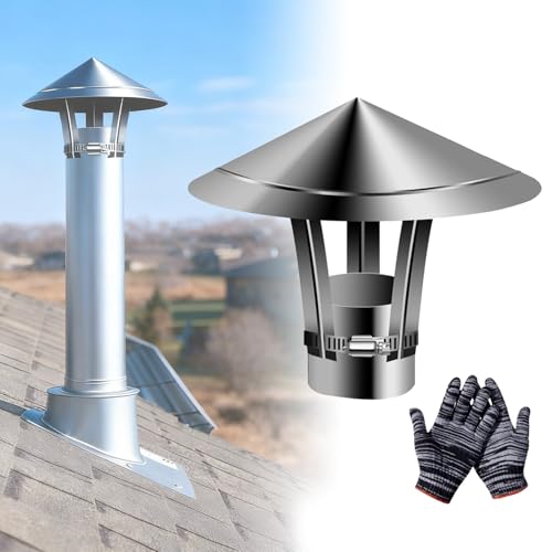 Sombrero de nieve para lluvia,Sombrerete Chimenea de Acero Inoxidable, Tapa de ventilación para chimeneas,80 Mm 150 Mm 200 Mm 250 mm 300 Mm para Estufa Chimenea(21cm(8.27 in))