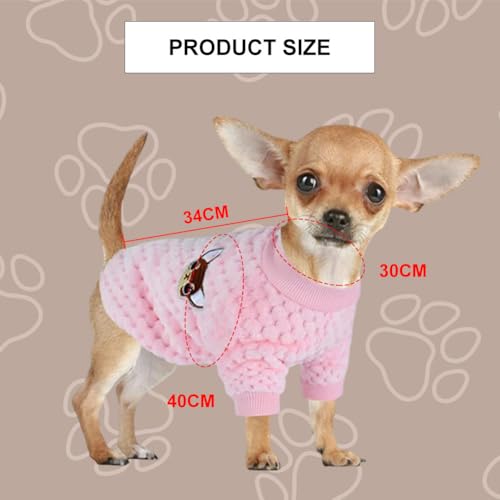 Pull-Overs Chaud en Polaire pour Petit Chien,Manteau d'hiver Vêtement Doux et Pelucheux pour Harnais Laisse Chiot Chien/Chat Veste Temps Froid Chihuahua Pull,Rose L – Image 3